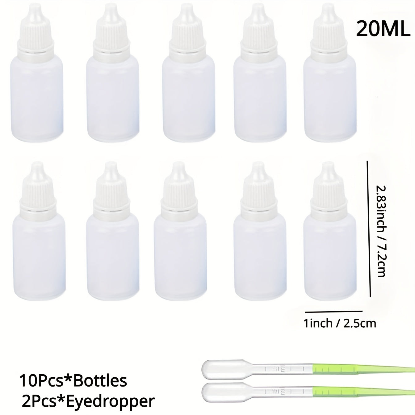 12pcs 10ML Plastic Dropper Bottles with Screw Cap for Eye Liquid
