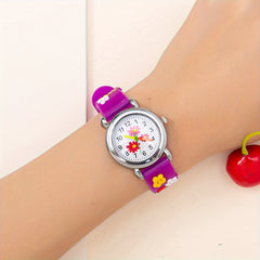 2pcs Small Flower Quartz Watch, Not Waterproof, School Birthday Gift