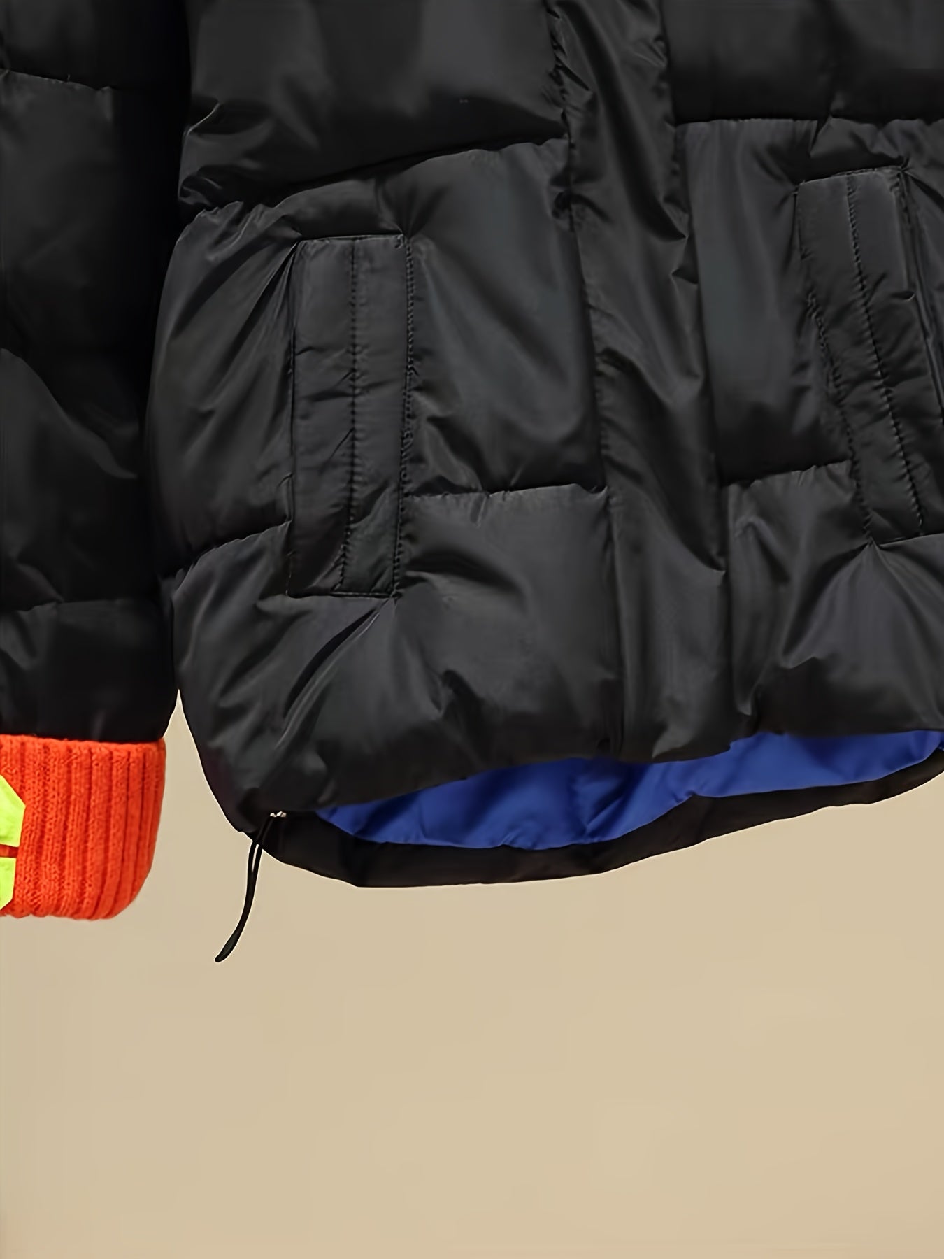Stylish Knitted Patchwork Puffer Jacket With Hood