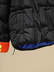 Stylish Knitted Patchwork Puffer Jacket With Hood