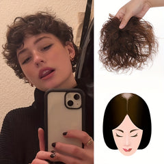Fluffy Curly Hair Topper Synthetic Toupee Hairpiece Cover Increase Volume