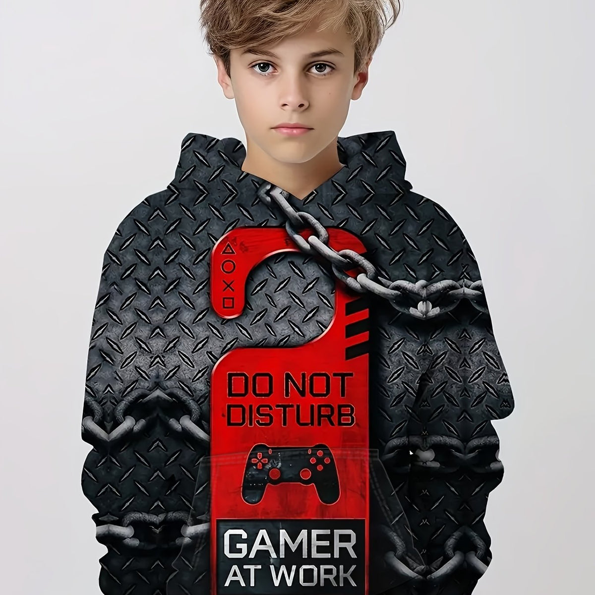 Gamepad & Chain 3D Print Boys Hoodie