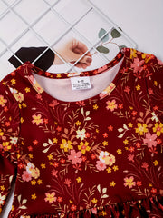 Floral Graphic Princess Dress for Toddlers Girls