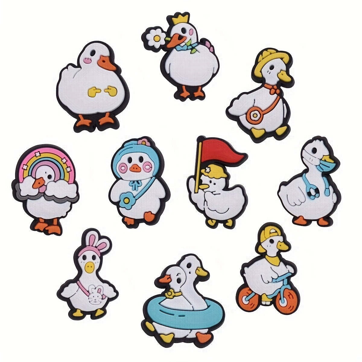 10pcs Duck Shoe Charms For Clogs Sandals PVC Decorations Party Favors