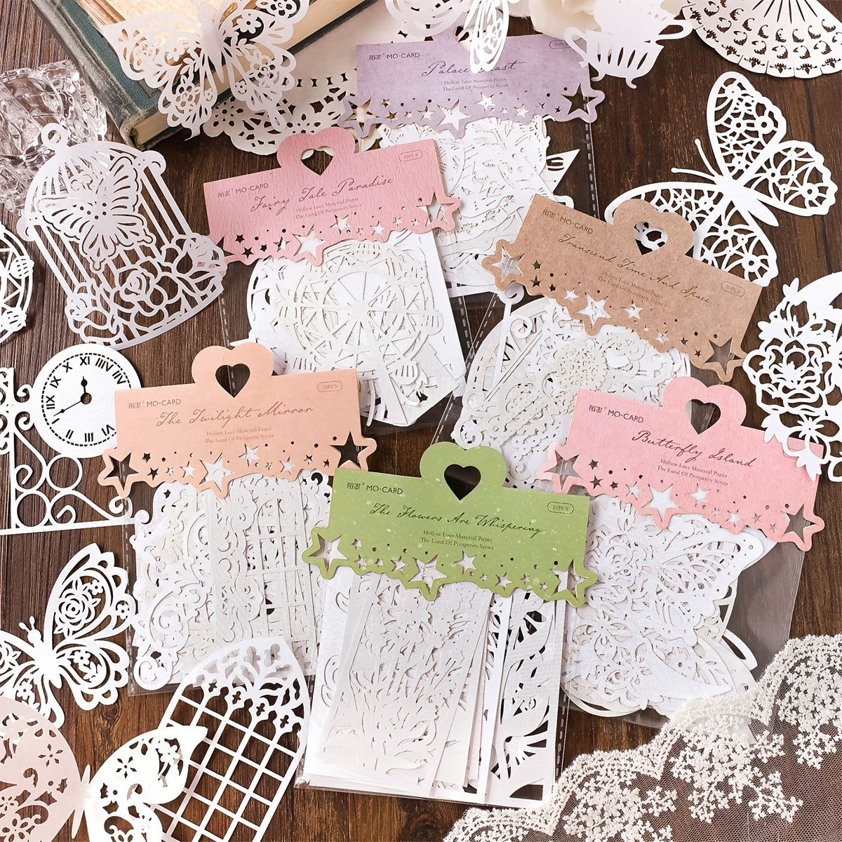 10pcs Cutout Lace Paper The Enlightenment Series DIY Decorative Collage Material