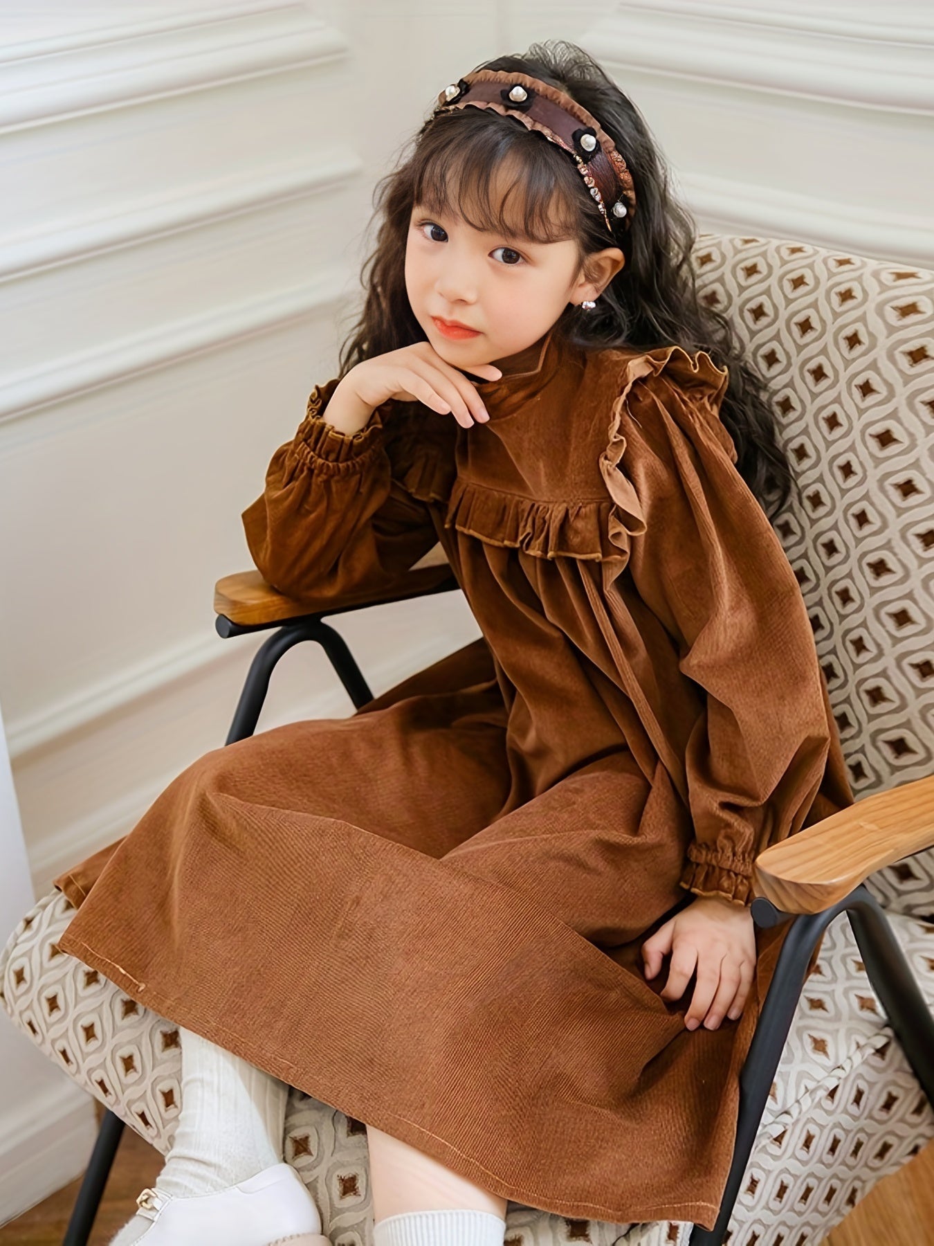 Girl's Stylish Cotton Long Sleeve Princess Dress