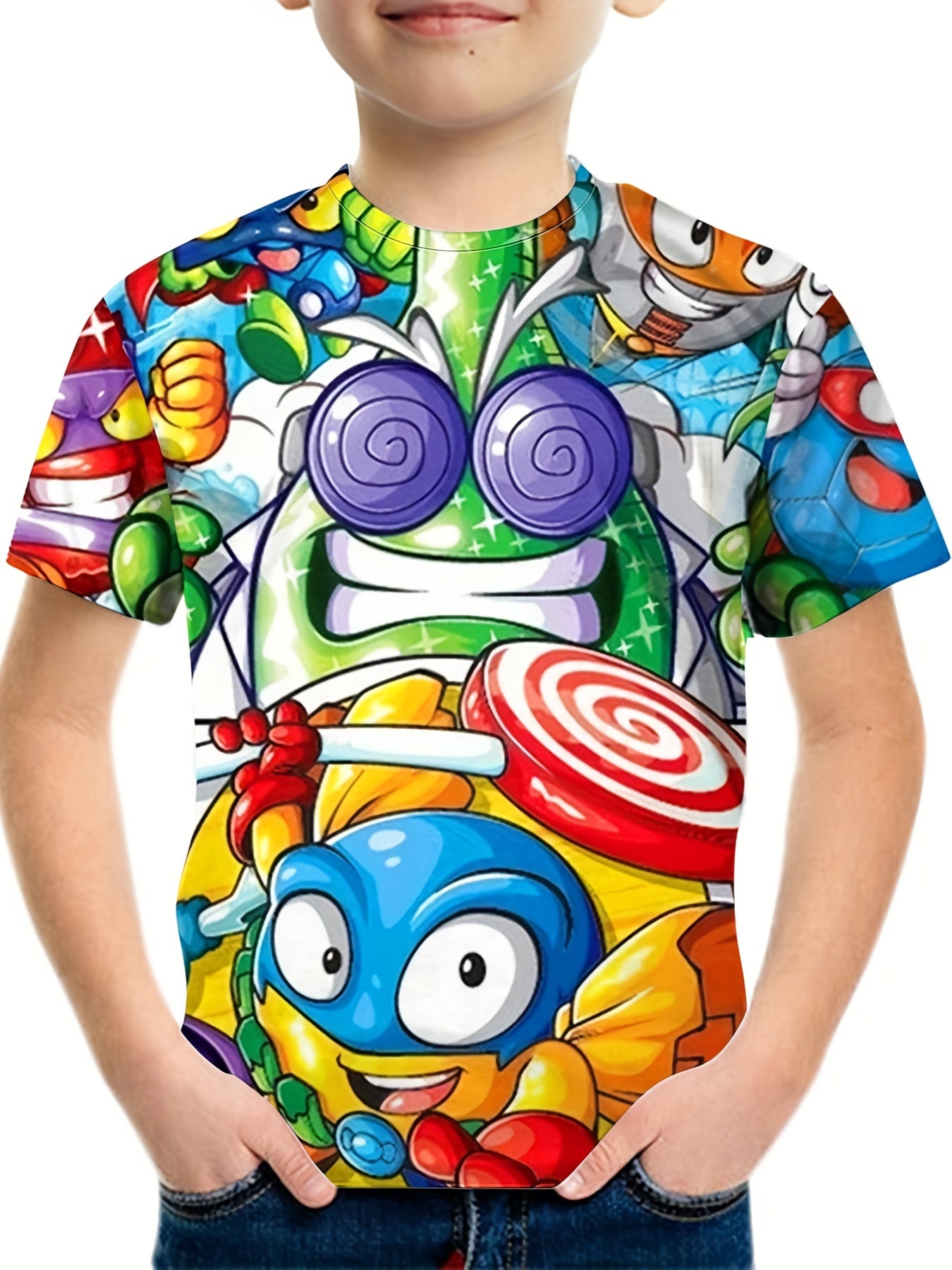 Boy's Cartoon Graphic T-shirt for Summer Outdoor