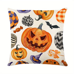 Halloween Pumpkin and Faceless Man Throw Pillow Cover 17.7x17.7in
