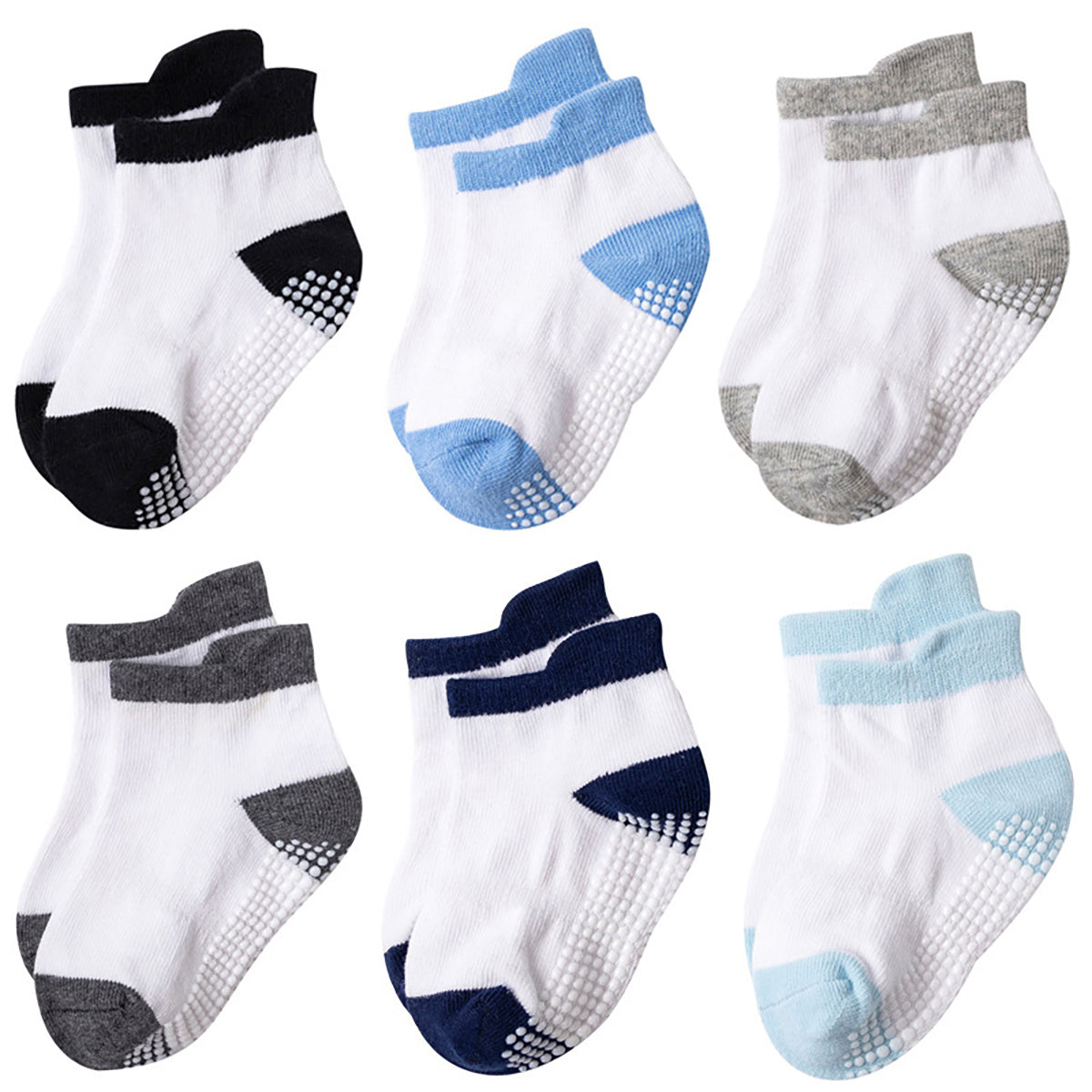 6 Pairs Toddler Baby Socks Stripes & Solid Cotton Ankle Socks
