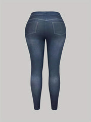 Denim Print High Rise Skinny Leggings
