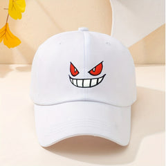 Devil Smiling Face Baseball Cap Embroidery Washed Distressed Dad Hats Unisex