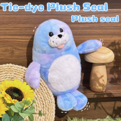 JIAJCHUF Tie Dye Plush Seal Soft Pastel & Purple Stuffed Animal Toy