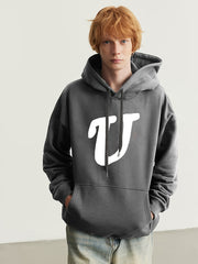 U Print Hoodie For Men With Kangaroo Pocket