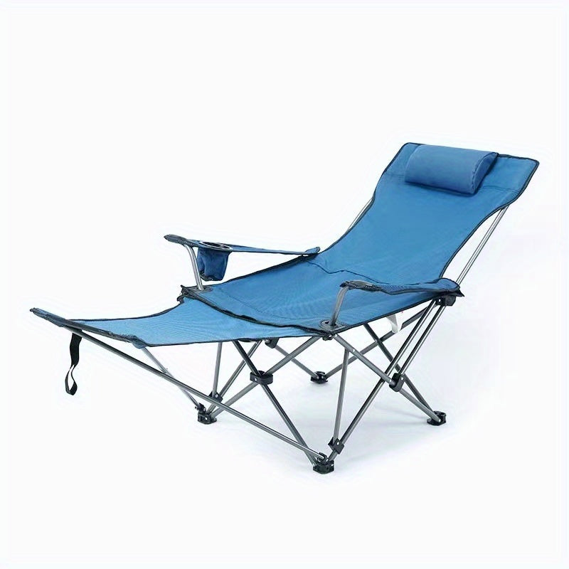 Portable Folding Chair with Cup Holder & Pillow for Outdoor Adventures