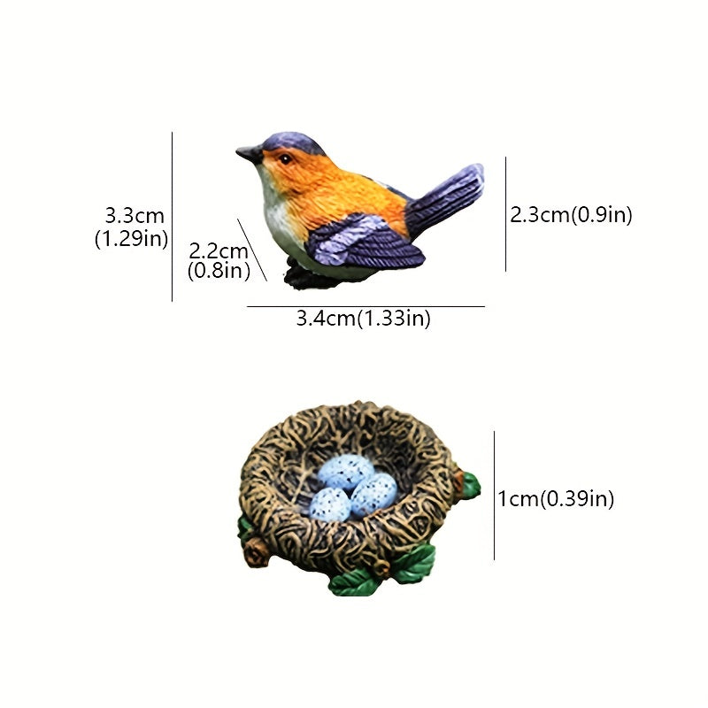 5pcs Bird & Nest Ornaments DIY Indoor Outdoor Garden Decoration