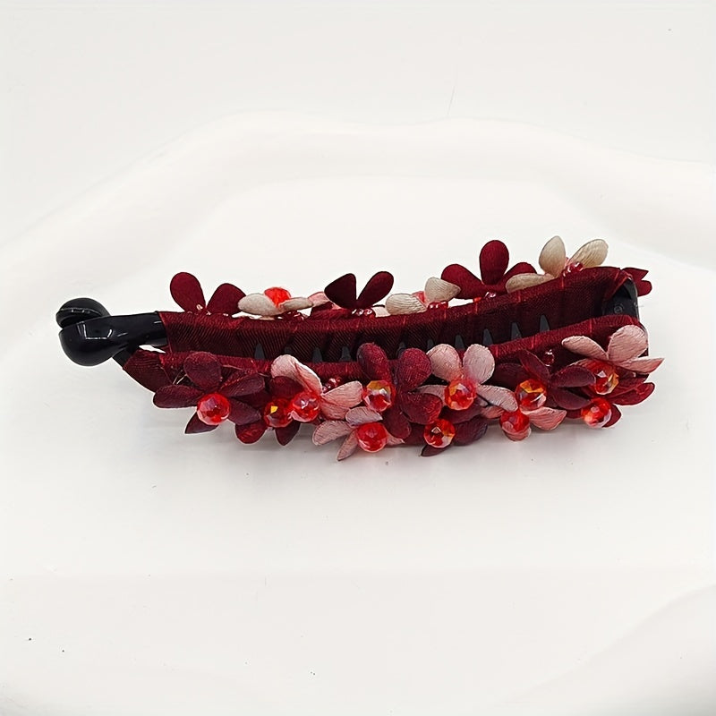 Red Flower Banana Clip Hair Clip For Women