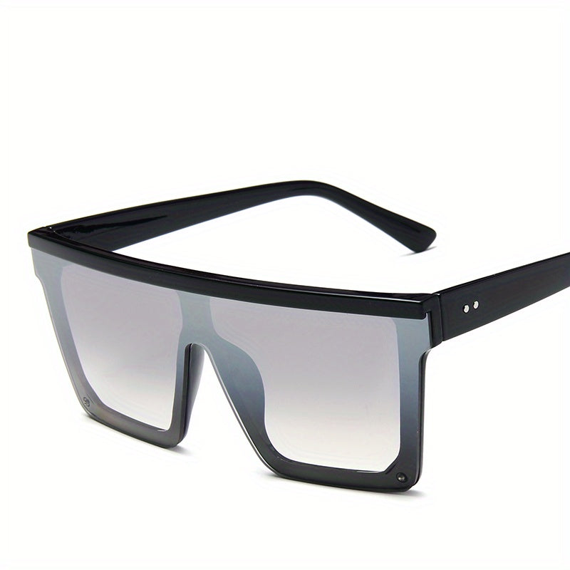 Half Rimless Oversized Square Sunglasses for Women Classic Sunshade Mirrored
