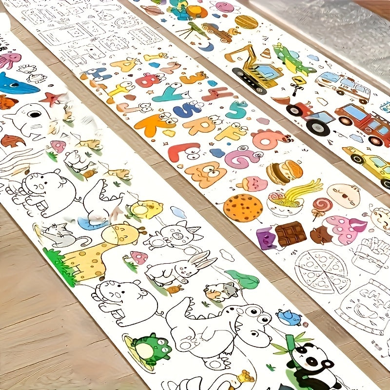 Extra Long Coloring Roll 3.6m Vibrant Animal & Food Designs Paper