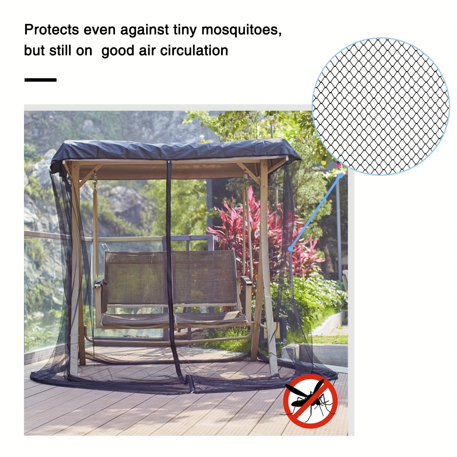 Waterproof Swing Mosquito Net with Zipper Durable Polyester Mesh