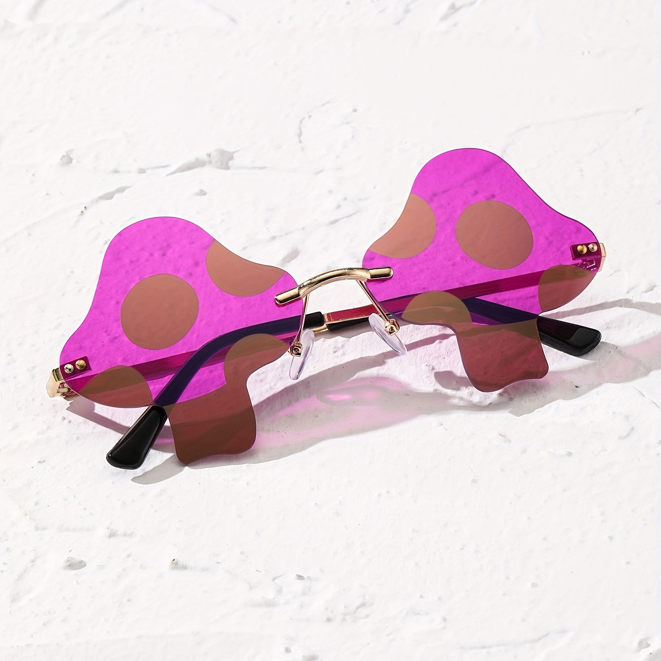 Y2K Mushroom Sunglasses UV400 Kpop Rimless Glasses Beach Party Club
