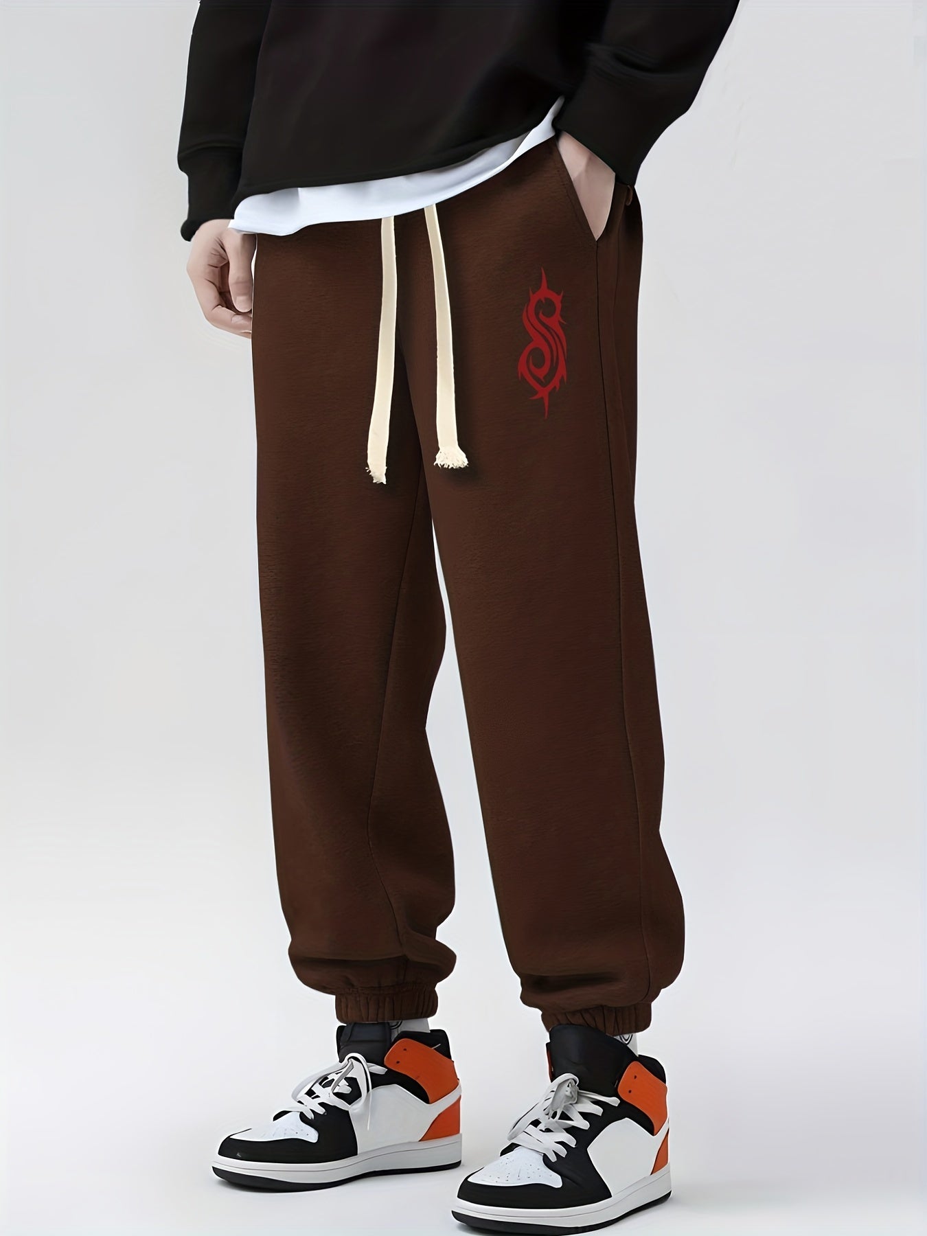 Ethnic Pattern Drawstring Sweatpants Loose Fit Casual Joggers Men