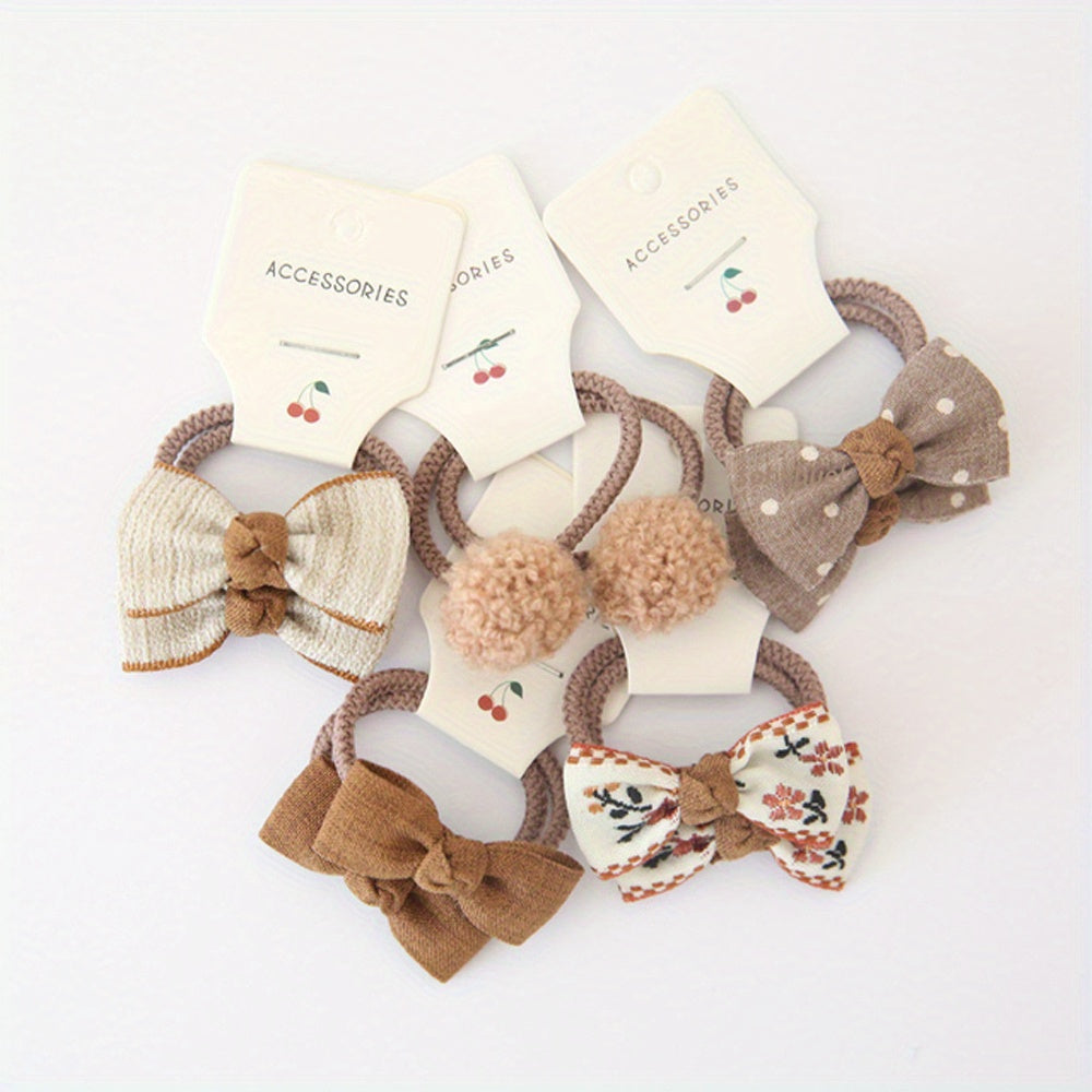 10pcs Girls Flower Hair Bows Elastic Hair Ties & Scrunchies