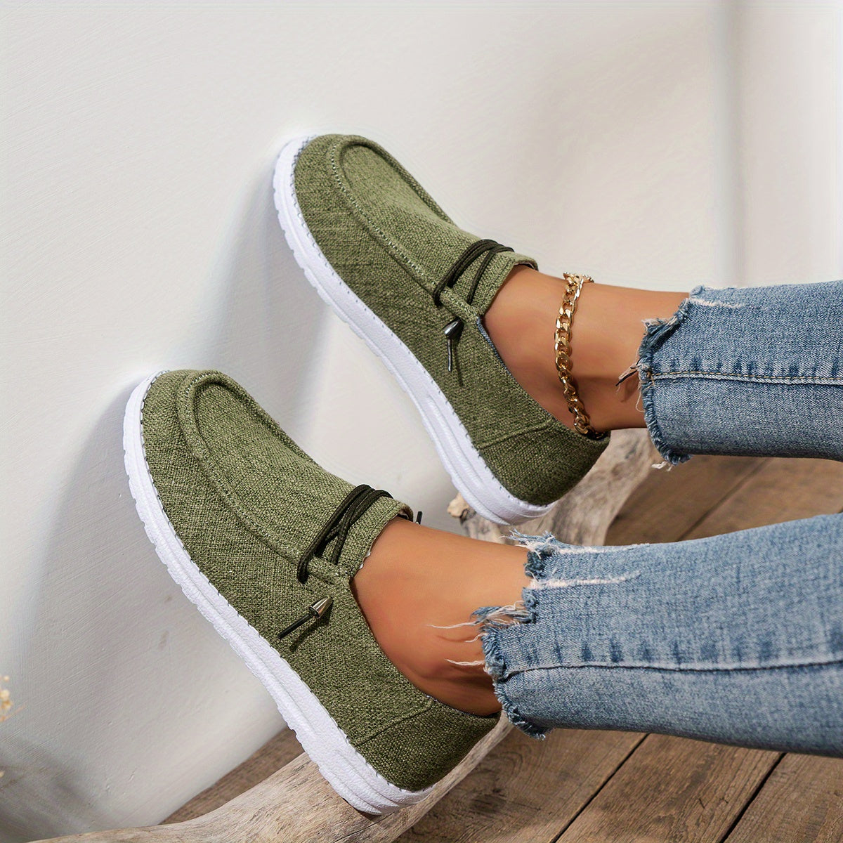 Women's Canvas Lace Up Low Top Slip On Shoe