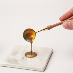 Golden Vintage Solid Wood Fire Paint Spoon for Wax Melting Stamp Making