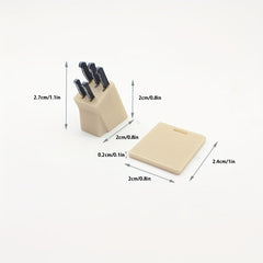 7pcs Dollhouse Accessories Model with Holder and Cutting Board