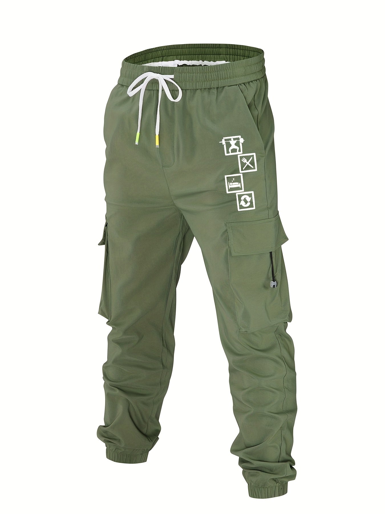 Funny Pattern Cargo Pants Men Flap Pocket Trousers Loose Casual Outdoor
