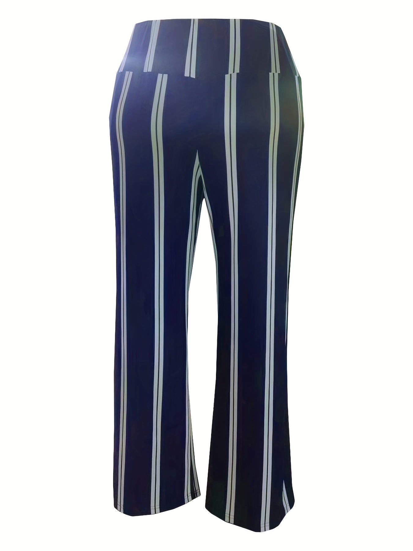 Women's Striped Print Flare Leg Trousers