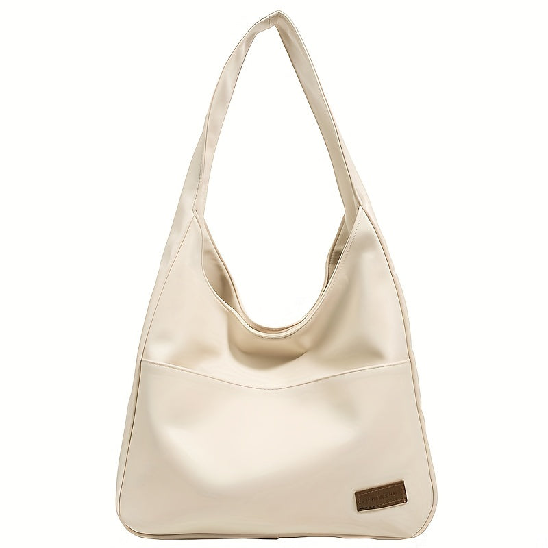 Retro Casual Hobo Bag Large Capacity Solid PU Shoulder Bag Women's Tote Bag