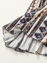  Boho Skirt Women's Plus Geo Print Pleated Skirt