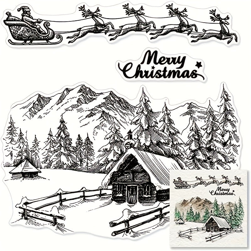 Christmas Transparent Stamps Xmas Theme City House Background