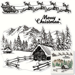 Christmas Transparent Stamps Xmas Theme City House Background