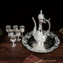 European Vintage Tea Set with Teapot, Cups, Tray