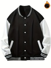 Lightning Wing Pattern Lightweight Varsity Jacket Men's Fall Winter