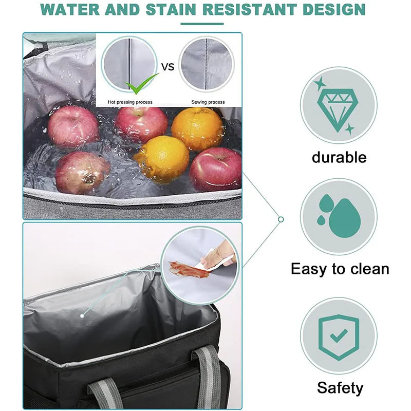 15L Waterproof Thermal Lunch Box Bag Handbag for Travel Portable Cooler Insulate
