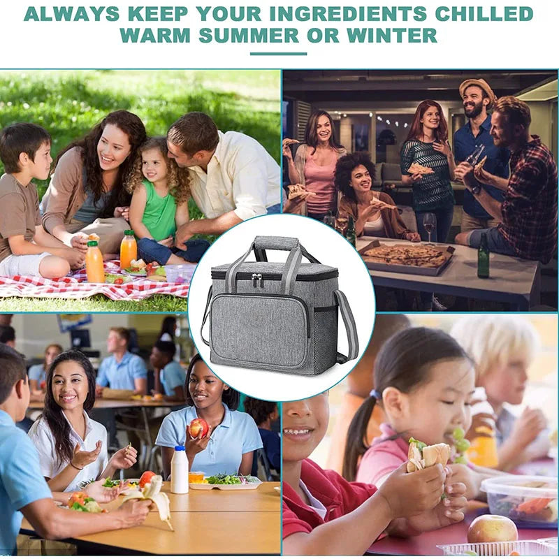 15L Waterproof Thermal Lunch Box Bag Handbag for Travel Portable Cooler Insulate