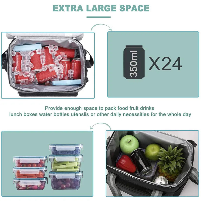 15L Waterproof Thermal Lunch Box Bag Handbag for Travel Portable Cooler Insulate