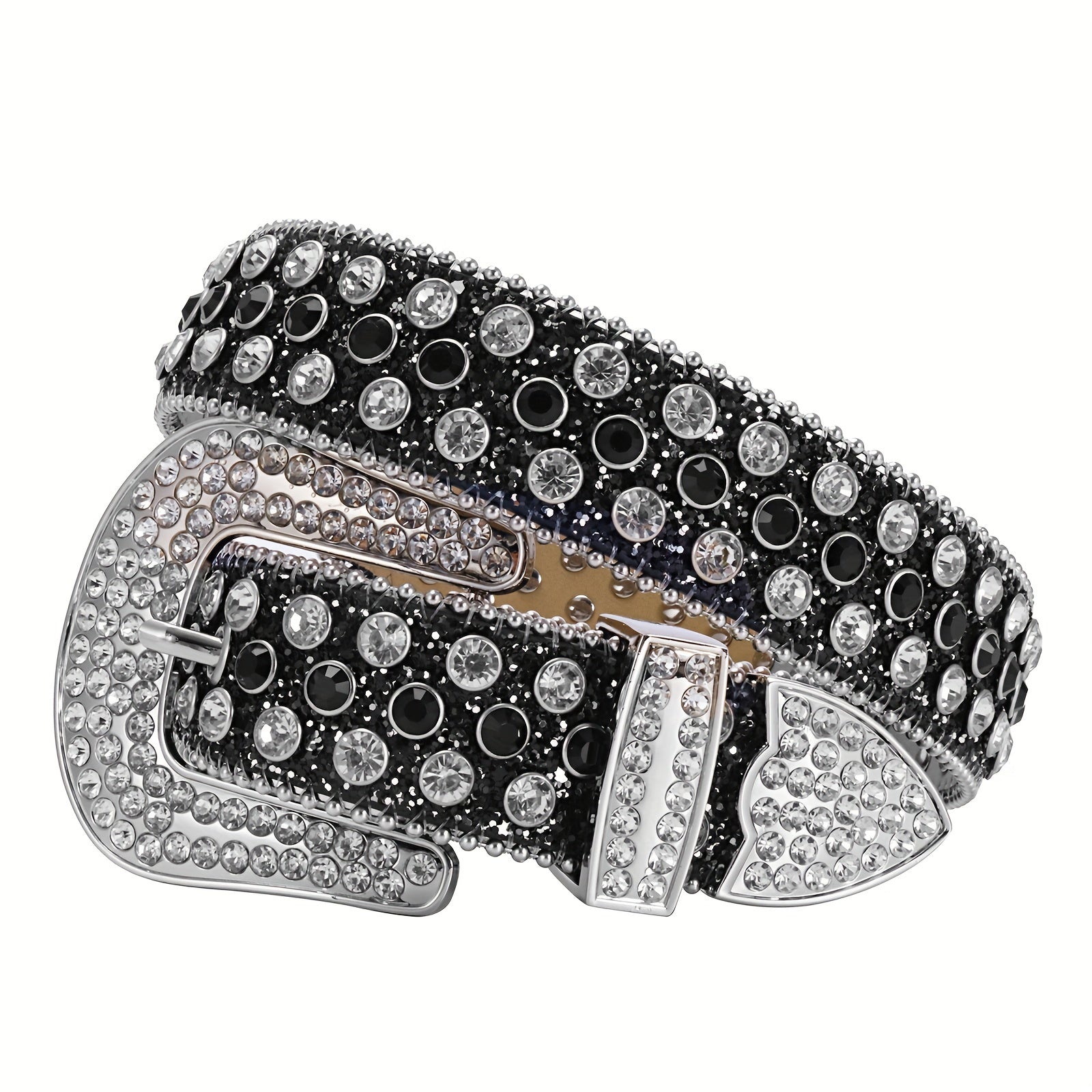 Rhinestone PU Leather Belt for Jeans Dress