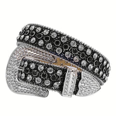 Rhinestone PU Leather Belt for Jeans Dress