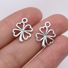 20Pcs Lucky Clover Charms Silver Plated DIY Pendants
