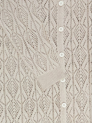  Solid Pointelle Knitted Cardigan
