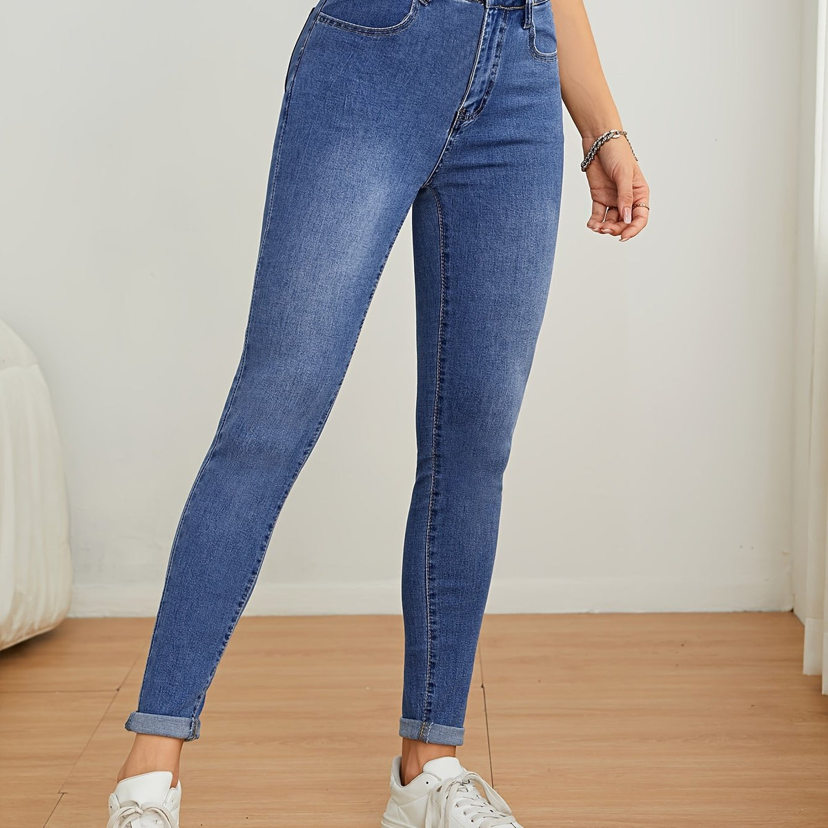  High Rise Skinny Jeans - Button Fly High Stretch