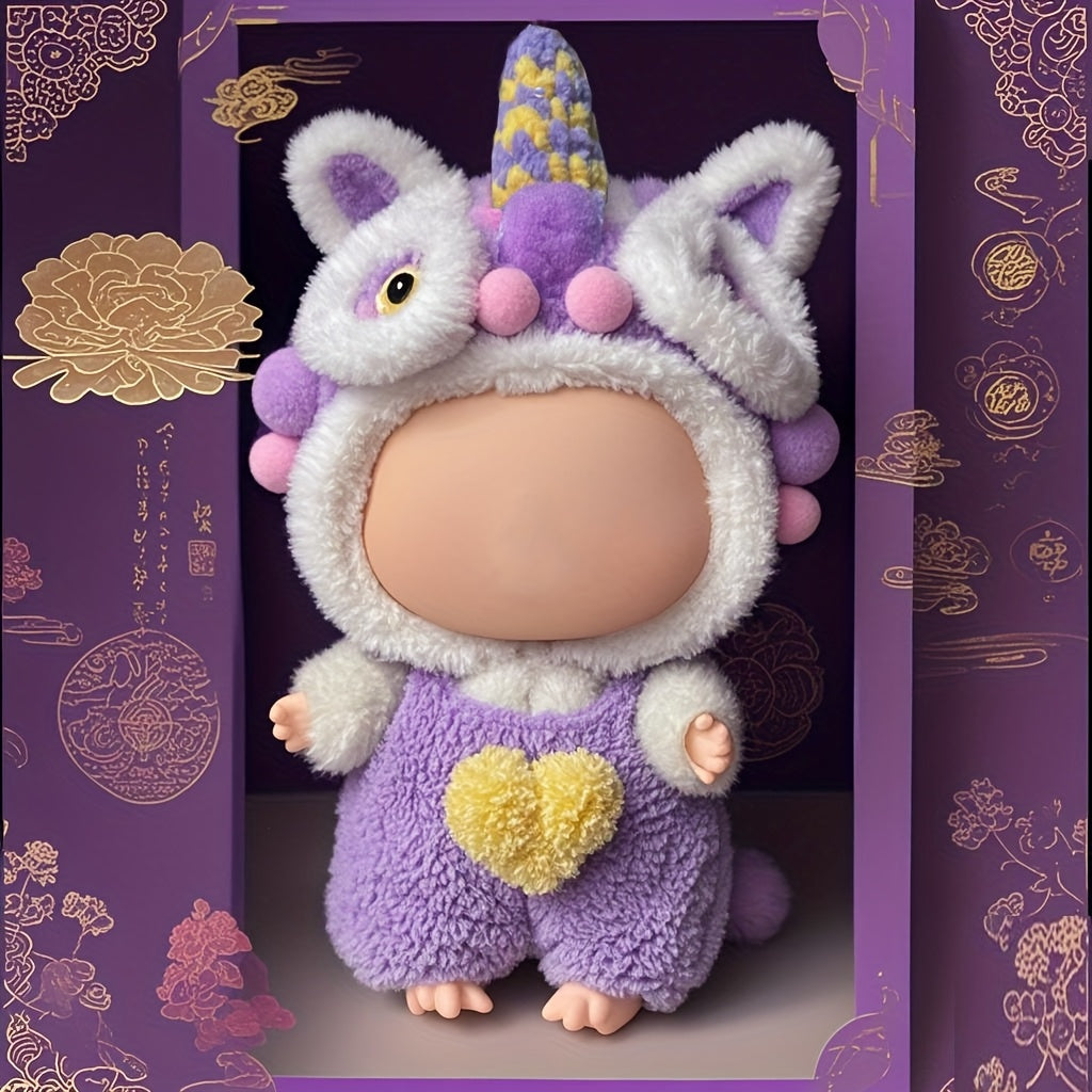 Handwoven Purple Lion Plush Clothes for 15-16cm Dolls