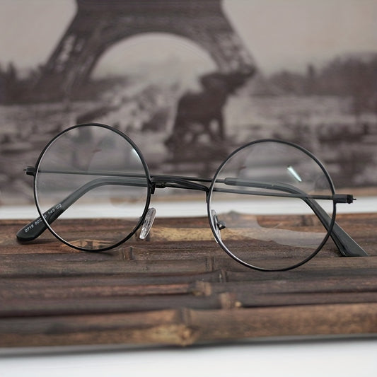 Round Clear Lens Glasses For Women Men Students Metal Myopia Spectacles