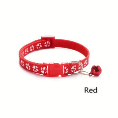 Adjustable Printed Cat Collar with Bell - Quick Release and Safe