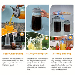 32 oz Mason Jar Pitcher Glass Jug w/ Pour Spout Handle Lid