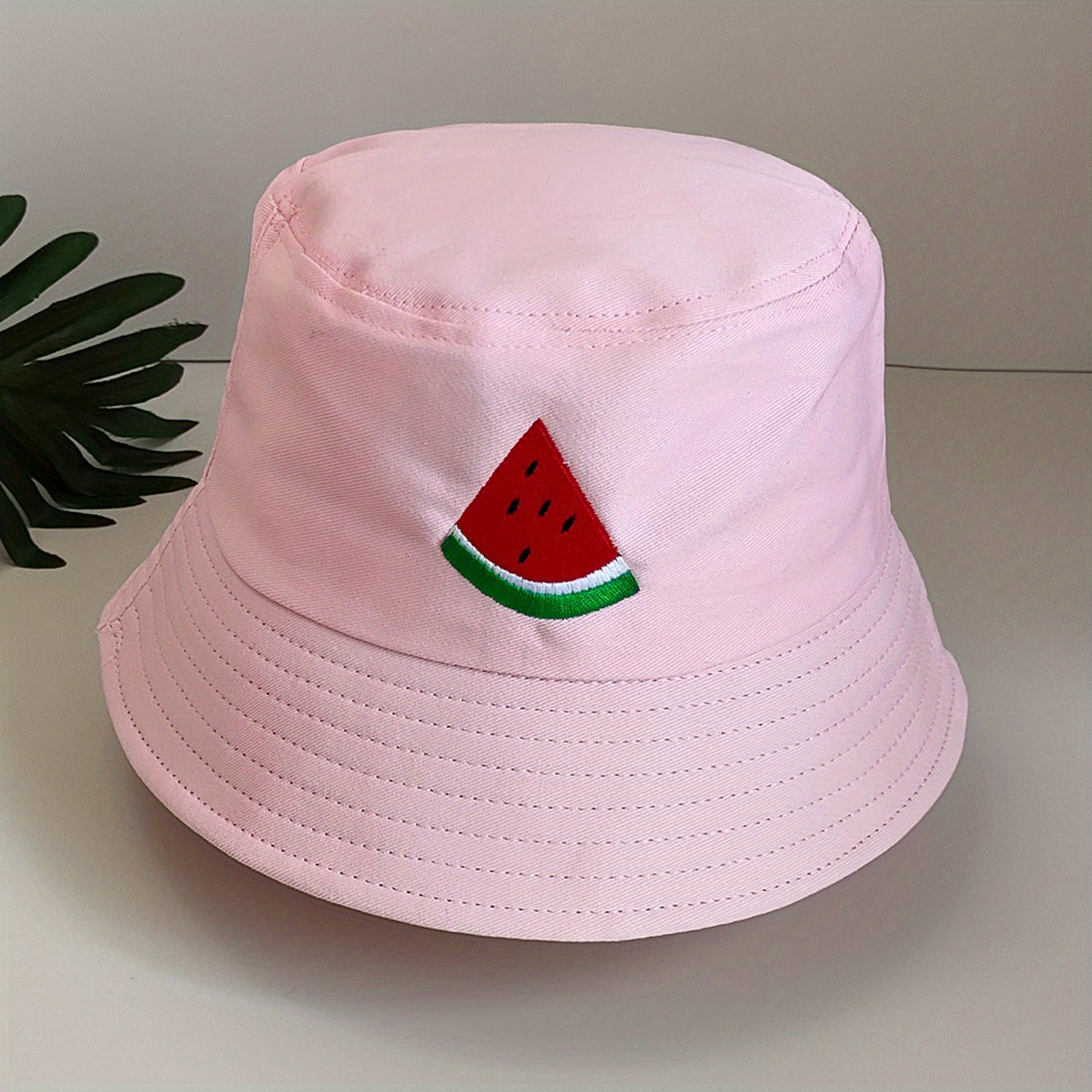 Watermelon Embroidery Bucket Hat Cartoon Pink Basin Hat